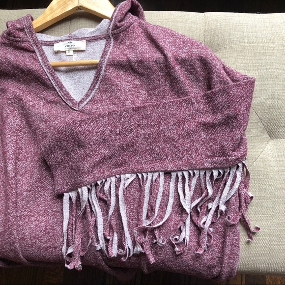 Entro Hoodie Sweatshirt with Fringe Sleeves Sz S - Picture 7 of 7
